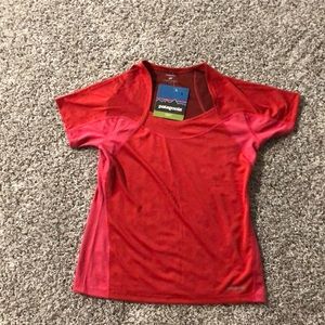 Patagonia red T-shirt.